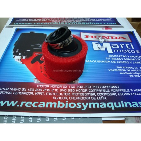 Filtro de aire curvo potencia 46 Pit bike Yx 140 125 Espuma