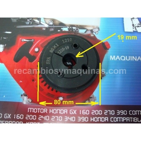 Polea motor cigüeñal OHV 140 160 200 ( 19 x 68 ) Honda gx compatible