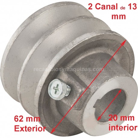 Polea Motor doble EJE 20 Honda GX 140 160 200 hormigonera motoazada motocultor cortadora buceo alador cachadora compresor 