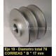 Polea Motor Aluminio Doble Canal Interior 19 mm Exterior 76 mm CANAL 17 mm Honda GX 140 160 200 eje cilindrico