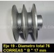 Polea Motor Aluminio Doble Canal Interior 19 mm Exterior 76 mm CANAL 17 mm Honda GX 140 160 200 eje cilindrico