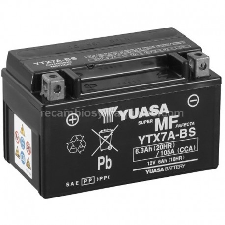 BATERÍA YUASA YTX7A-BS moto scooter YTX7A