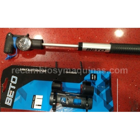 Inflador AlUMINIO bomba inflar aire motos bicis Beto con manometro bombin