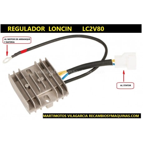 Reguldador Rectificador Loncin LC2V80 LC2V78 LC2V80FD LC2V80FDA LC2V80FDB motor OHV Bicilindrico